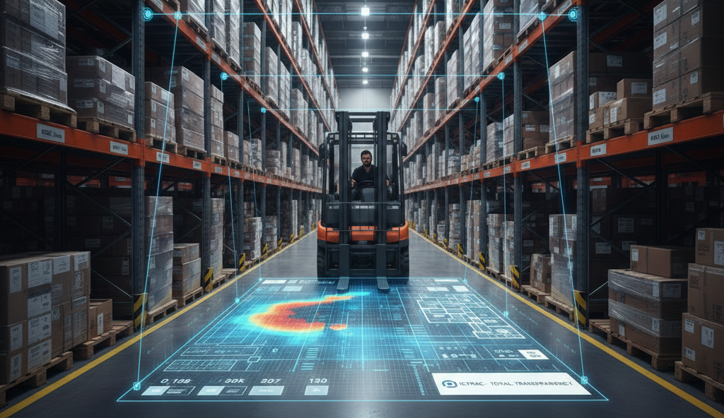 ICTRAC-Heatmap der Fahrwege in einer Halle