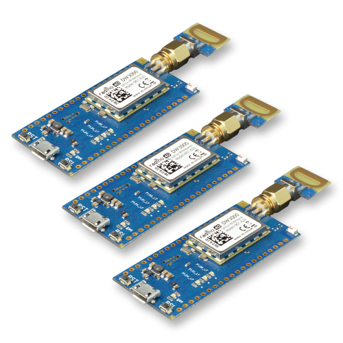 FiRa-Entwicklungskit — drei radino40 DW3000 auf Spider RP-SMA